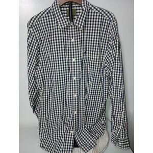 TIMBERLAND - Navy/White Blocked Pattern Long-Sleeve Button Down Shirt - Men's LG